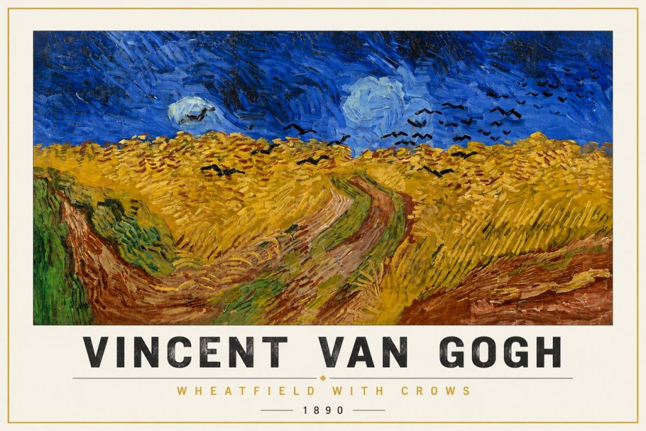 Van Gogh Wheatfield with Crows No4 - Affiche