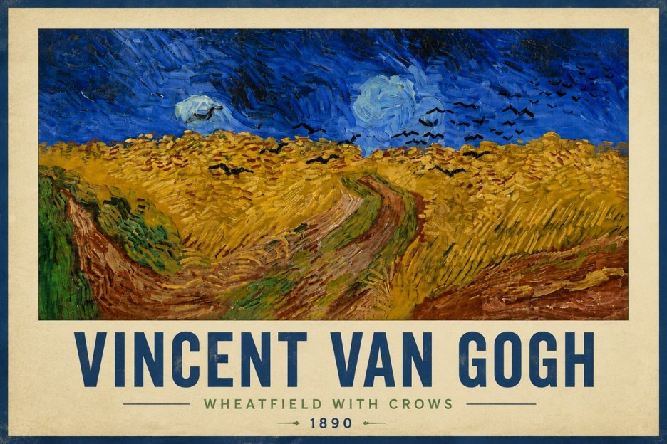 Van Gogh Wheatfield with Crows No6 - Affiche
