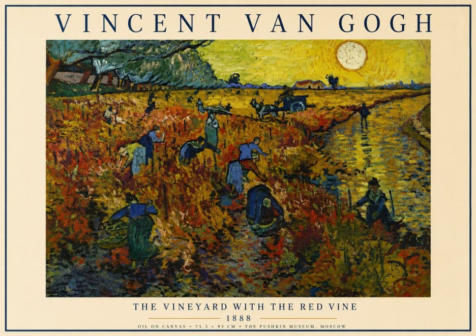 Van Gogh The Vineyard with the Red Vine No3 - Affiche