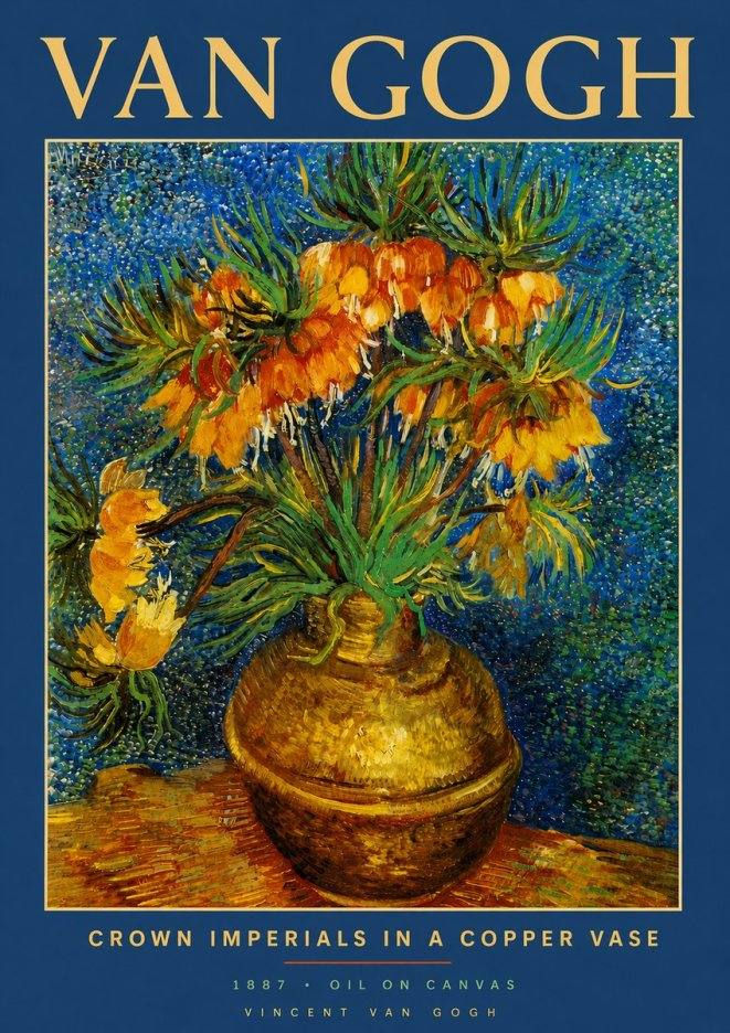 Van Gogh Crown Imperials in a Copper Vase No4 - Affiche