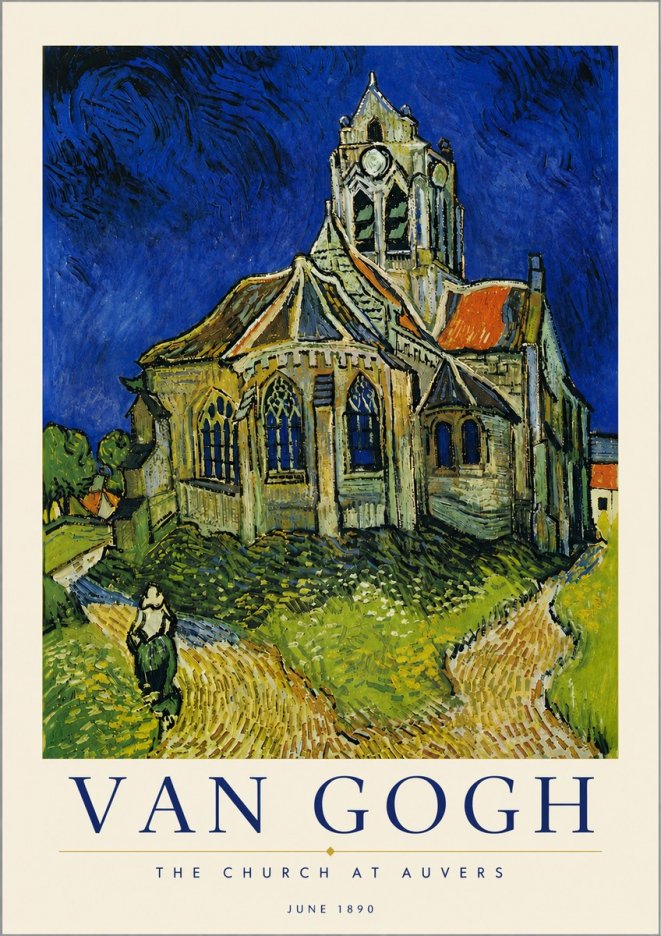 Van Gogh The Church at Auvers II No6 - Affiche