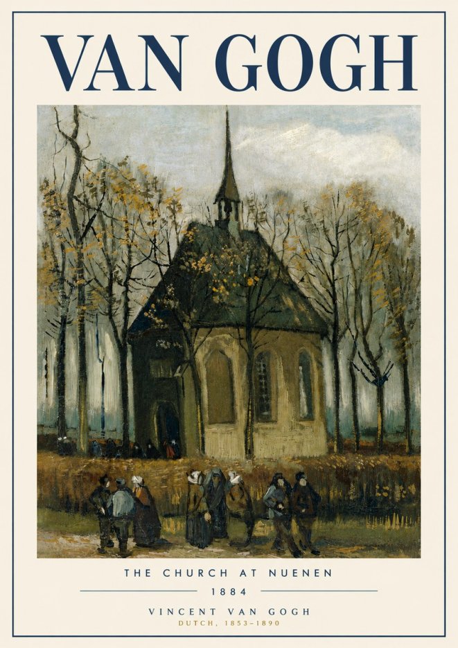 Van Gogh The Church at Nuenen No5 - Affiche