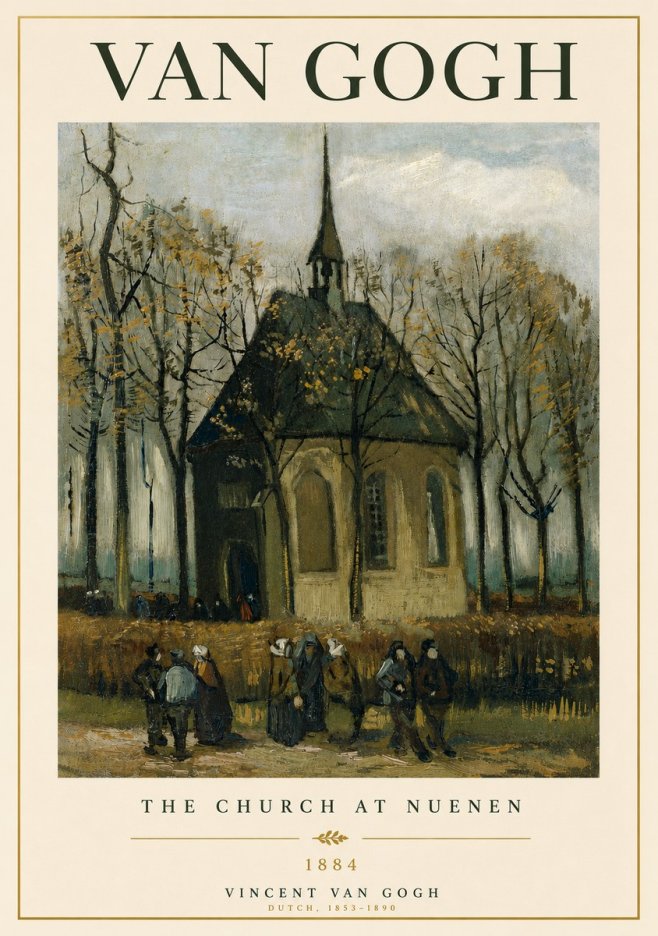 Van Gogh The Church at Nuenen No6 - Affiche