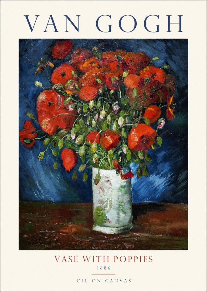 Van Gogh Vase with Poppies No1 - Affiche