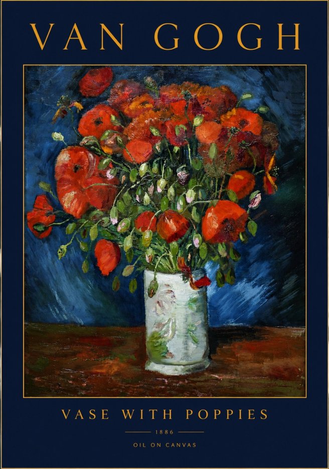 Van Gogh Vase with Poppies No2 - Affiche