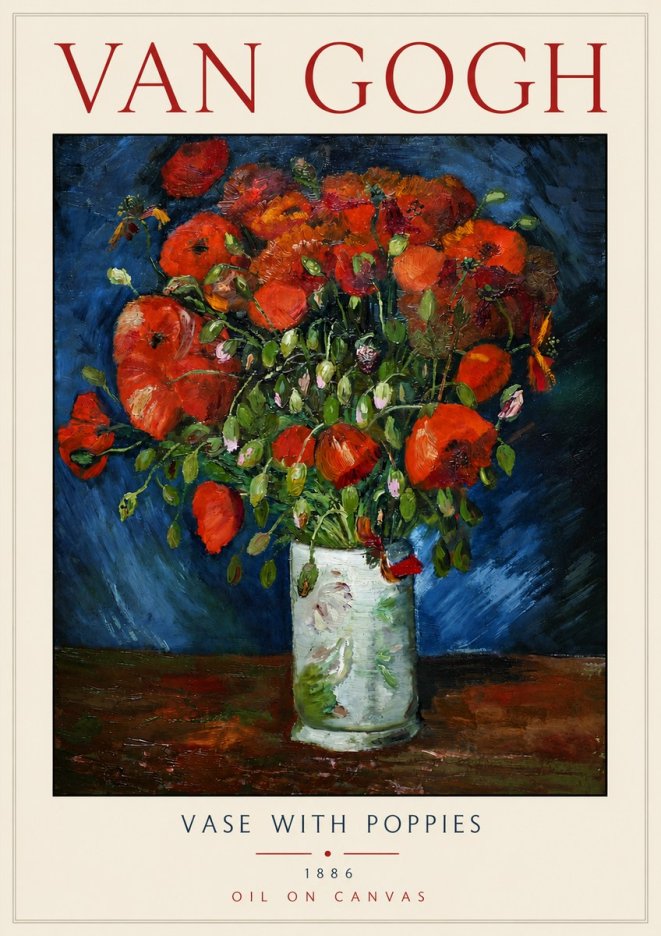 Van Gogh Vase with Poppies No4 - Affiche
