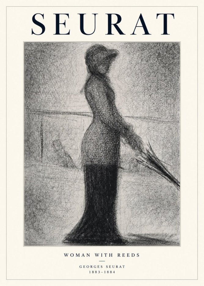 Seurat Woman with Reeds No1 - Affiche