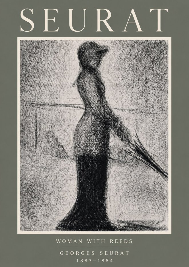 Seurat Woman with Reeds No6 - Affiche