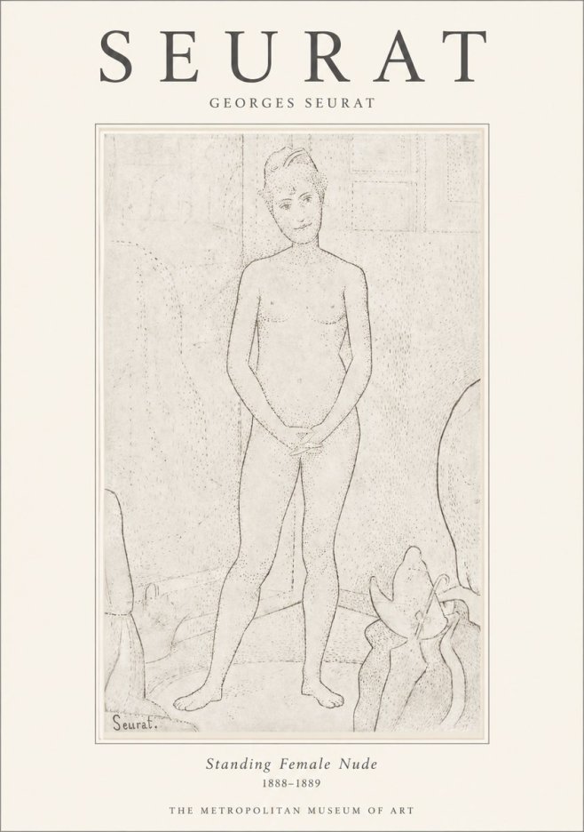 Seurat Standing Female Nude No1 - Affiche