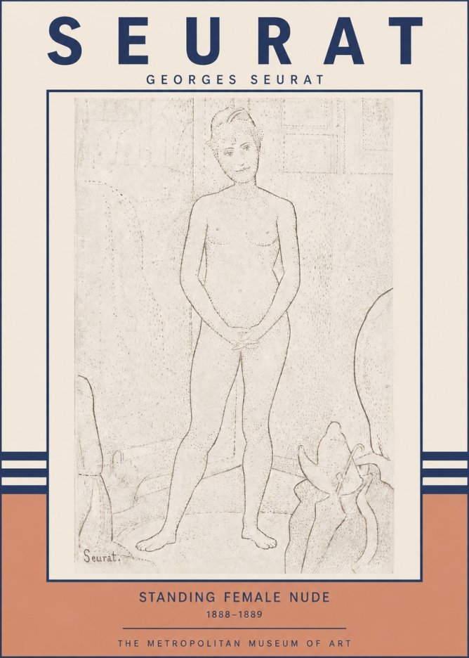 Seurat Standing Female Nude No3 - Affiche