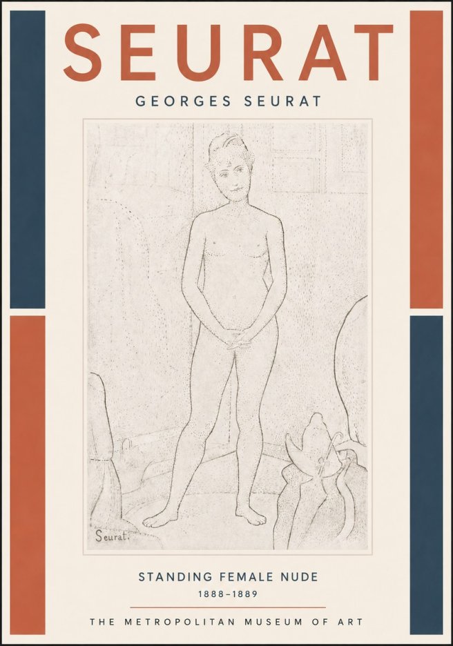Seurat Standing Female Nude No5 - Affiche