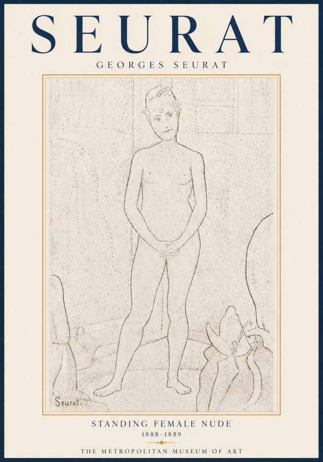 Seurat Standing Female Nude No6 - Affiche