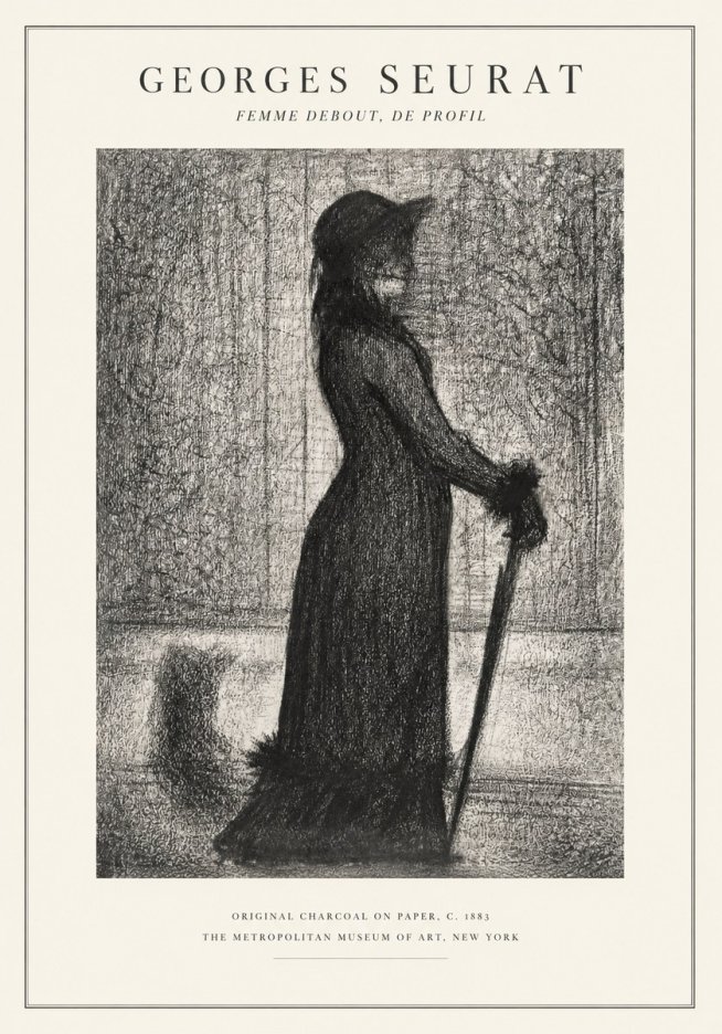 Seurat Femme Debout, De Profil No1 - Affiche