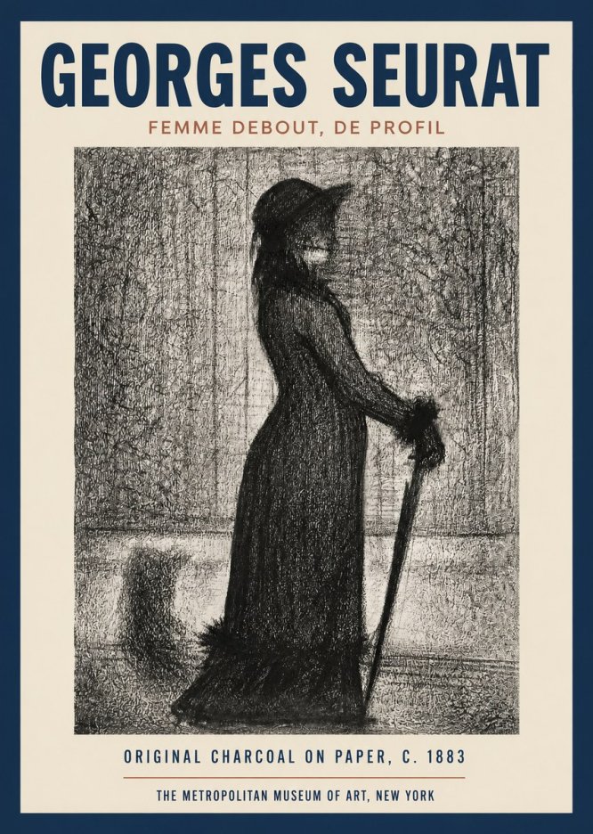 Seurat Femme Debout, De Profil No2 - Affiche