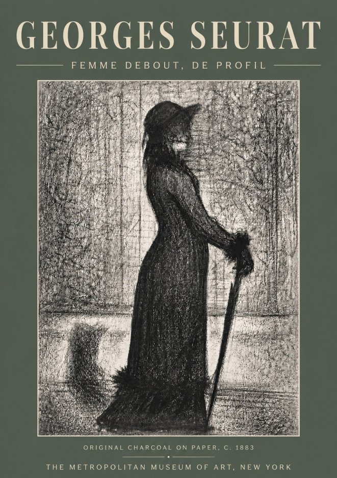 Seurat Femme Debout, De Profil No5 - Affiche