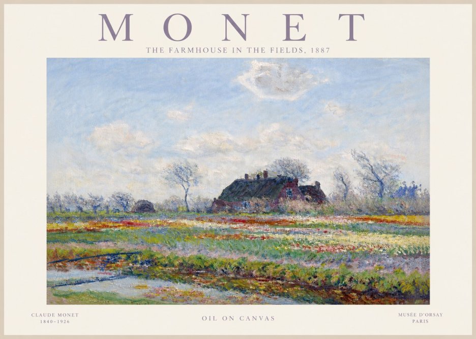 Monet The Farmhouse in the Fields No5 - Affiche