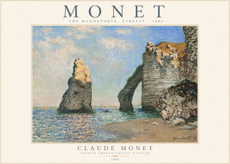 Monet The Manneporte, Etretat No4 - Affiche