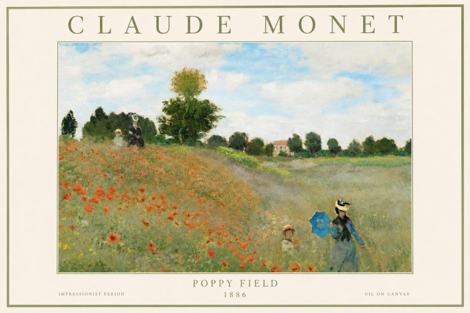 Monet Poppy Field No2 - Affiche