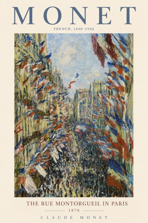 Monet The Rue Montorgueil in Paris No2 - Affiche