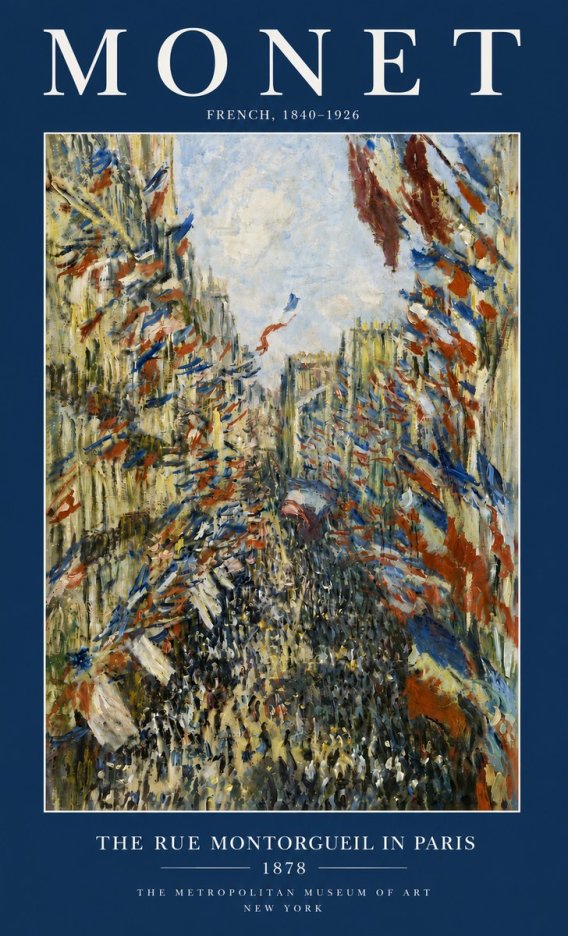 Monet The Rue Montorgueil in Paris No6 - Affiche
