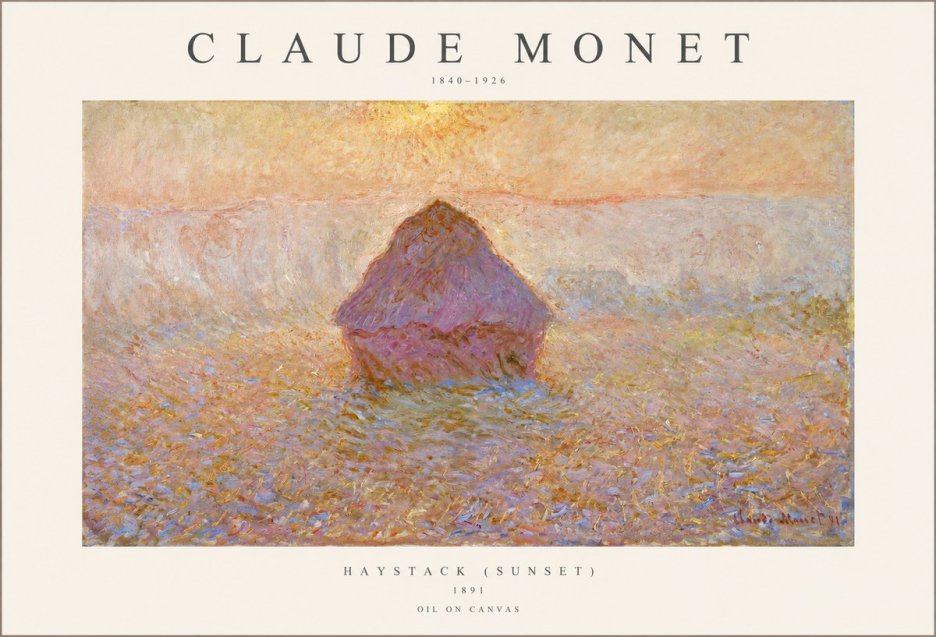 Monet Haystack (Sunset) No1 - Affiche
