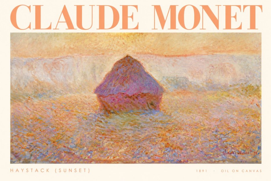 Monet Haystack (Sunset) No3 - Affiche