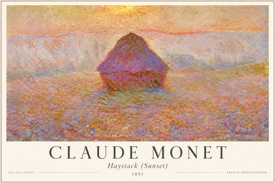 Monet Haystack (Sunset) No4 - Affiche