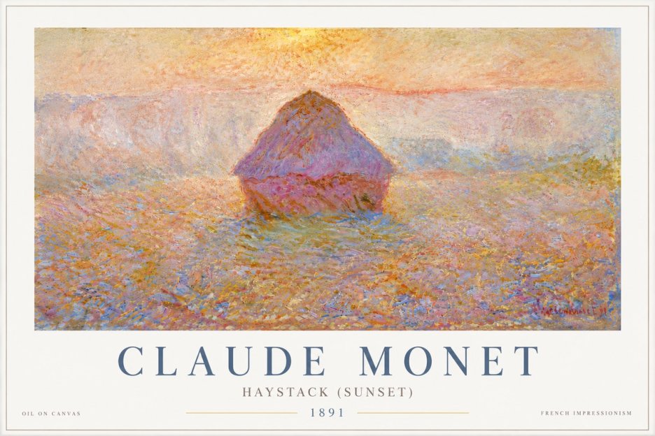 Monet Haystack (Sunset) No5 - Affiche
