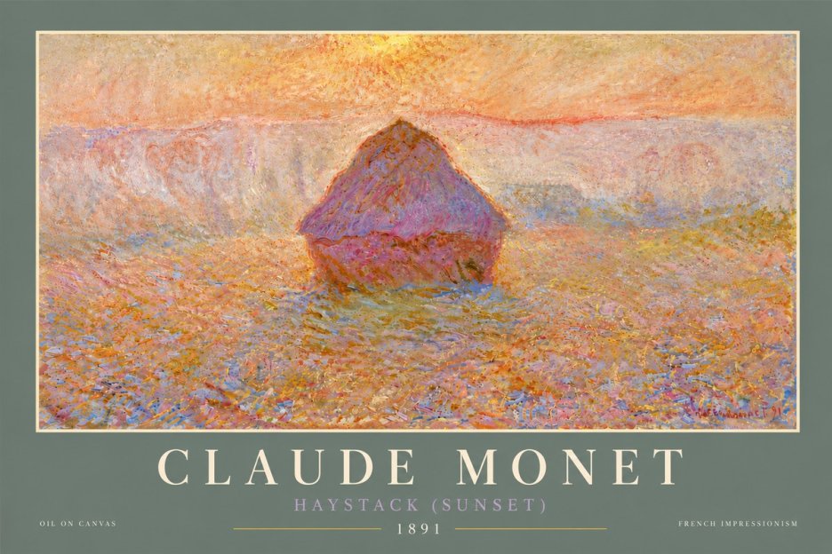Monet Haystack (Sunset) No6 - Affiche