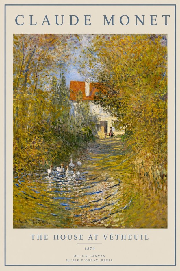 Monet The House at Vétheuil No3 - Affiche