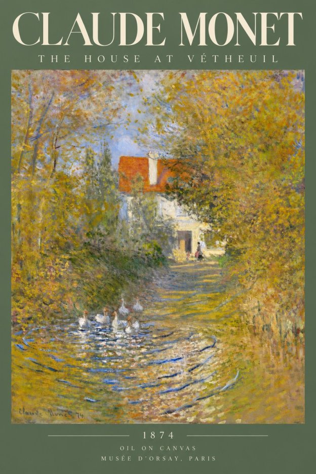 Monet The House at Vétheuil No5 - Affiche
