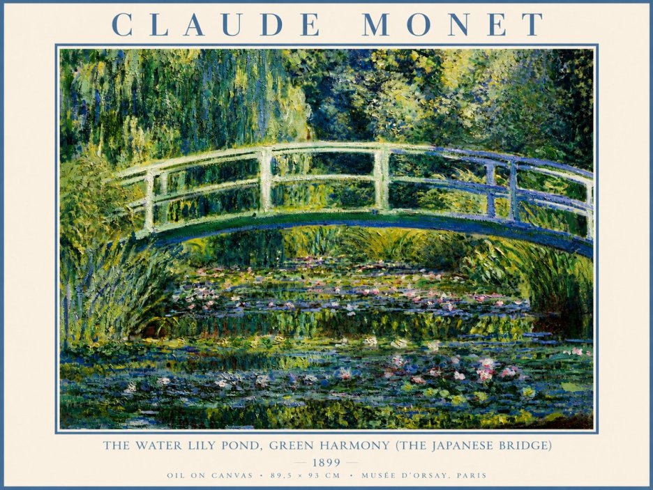 Monet The Water Lily Pond, Green Harmony (the Japanese Bridge) No4 - Affiche