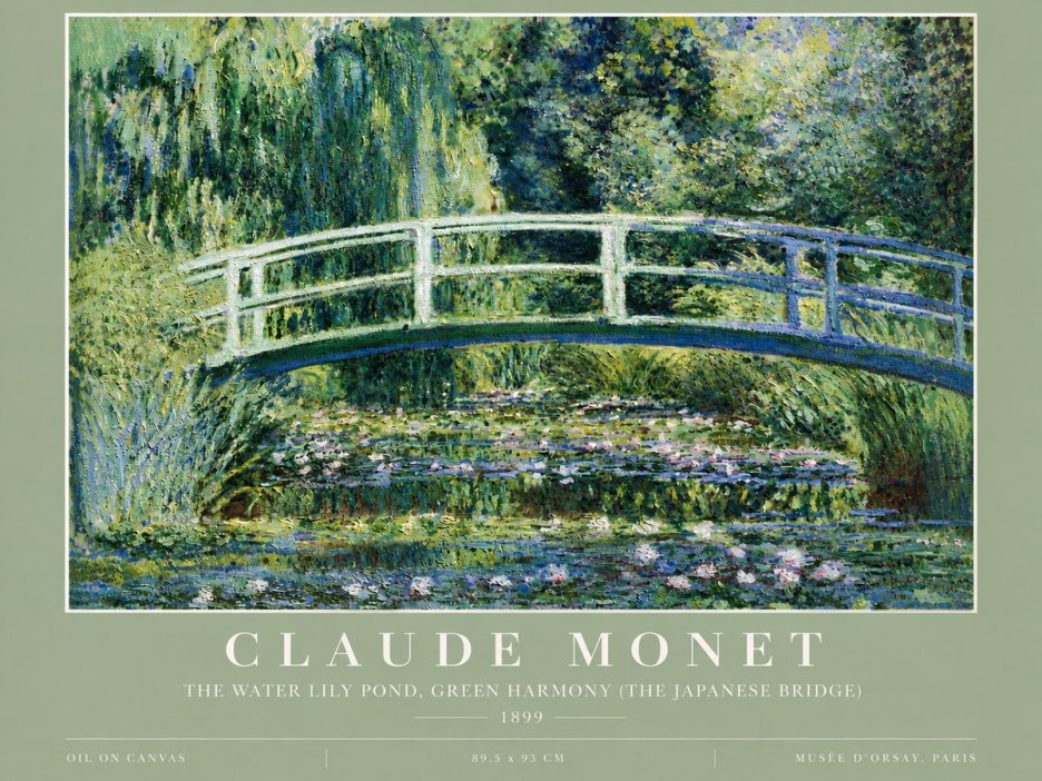 Monet The Water Lily Pond, Green Harmony (the Japanese Bridge) No5 - Affiche