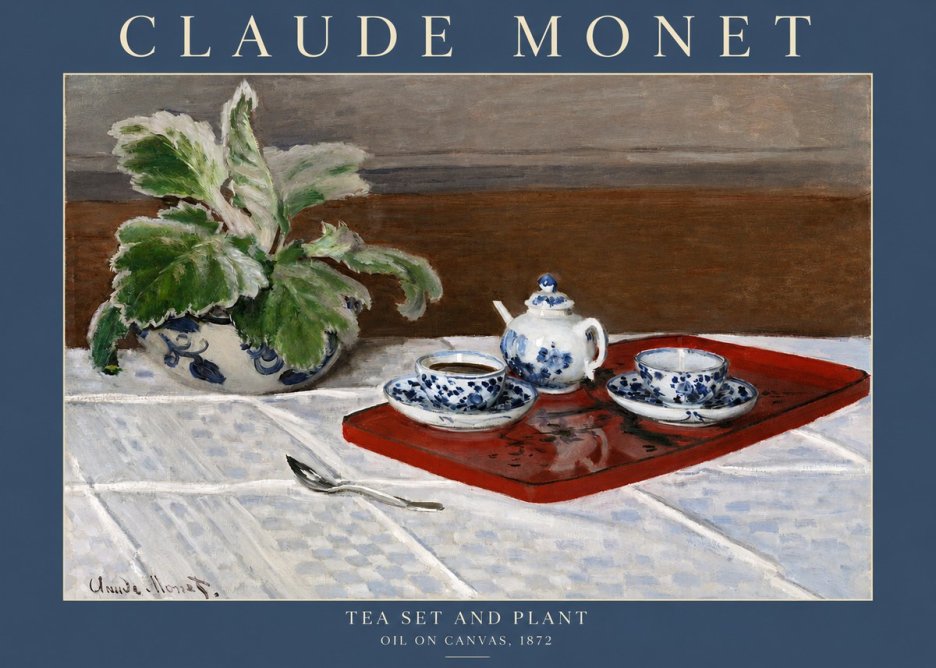 Monet Tea Set and Plant No2 - Affiche