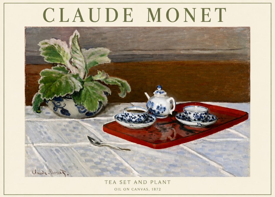 Monet Tea Set and Plant No3 - Affiche