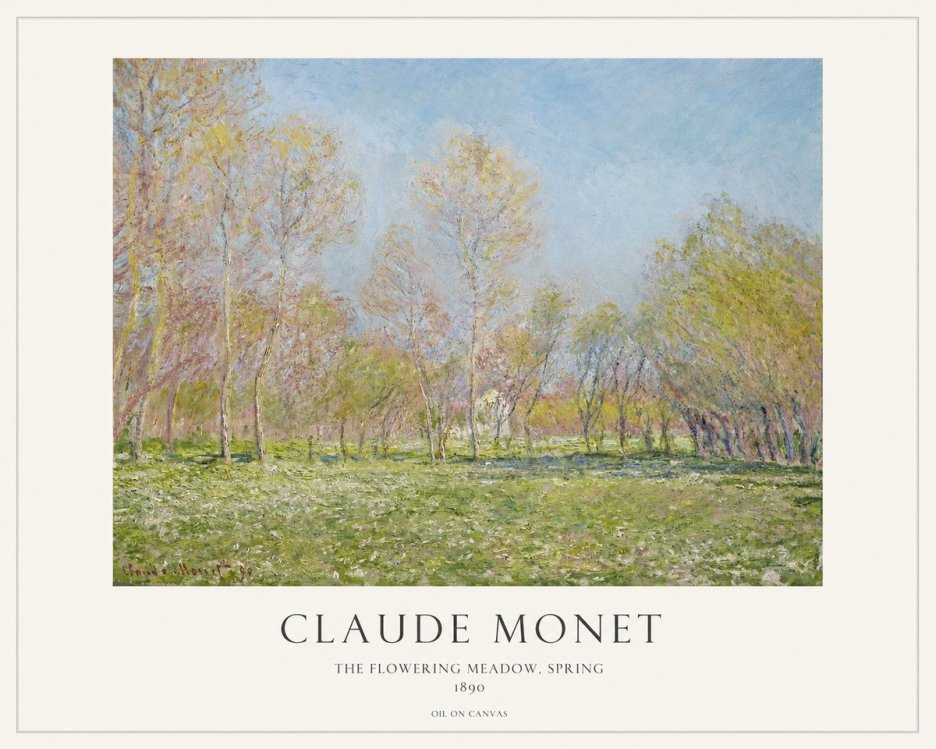 Monet The Flowering Meadow, Spring No1 - Affiche