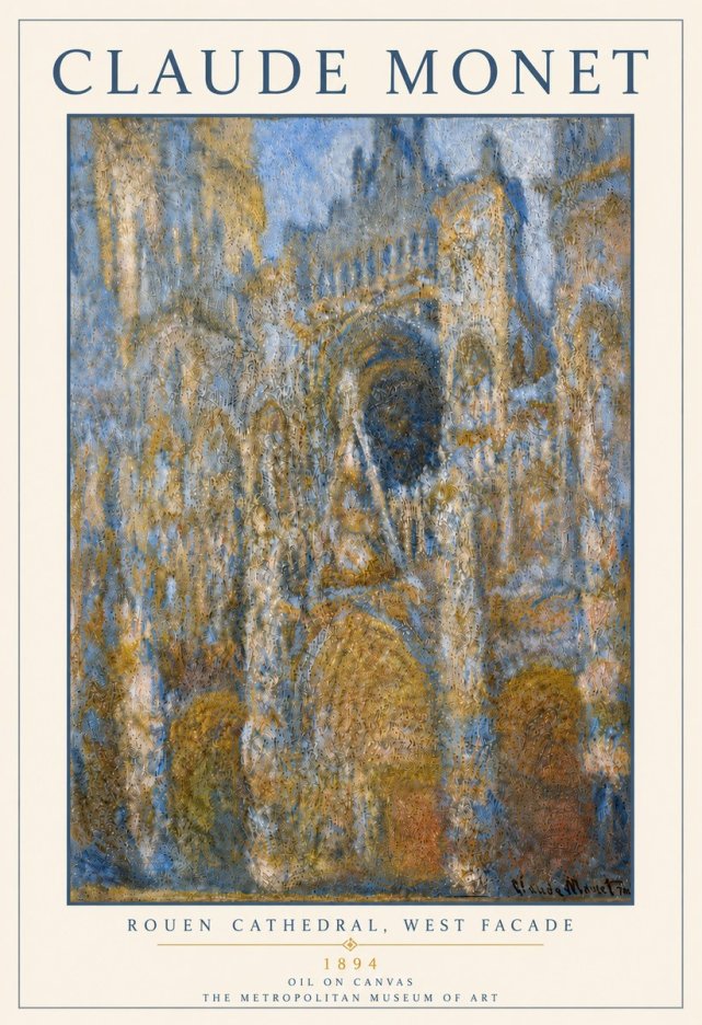 Monet Rouen Cathedral, West Facade No6 - Affiche