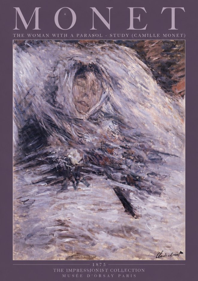 Monet The Woman with a Parasol - Study (Camille Monet) No2 - Affiche