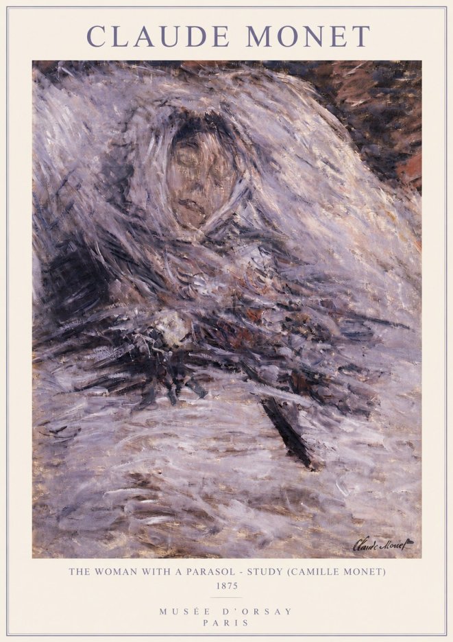 Monet The Woman with a Parasol - Study (Camille Monet) No3 - Affiche