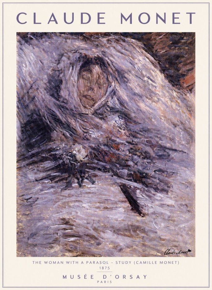 Monet The Woman with a Parasol - Study (Camille Monet) No4 - Affiche