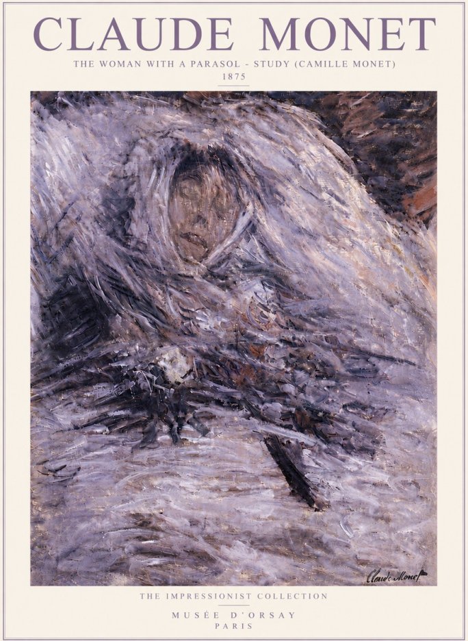 Monet The Woman with a Parasol - Study (Camille Monet) No6 - Affiche