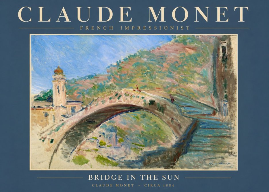 Monet Bridge in the Sun No2 - Affiche