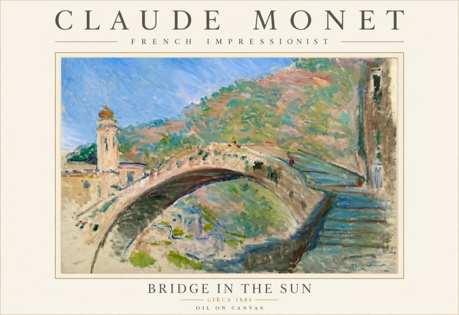 Monet Bridge in the Sun No3 - Affiche