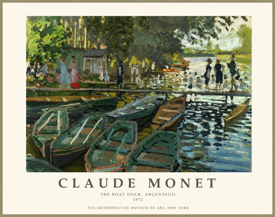 Monet The Boat Dock, Argenteuil No1 - Affiche