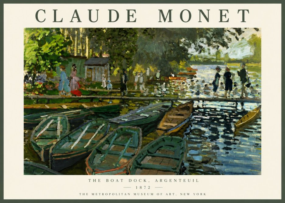 Monet The Boat Dock, Argenteuil No4 - Affiche