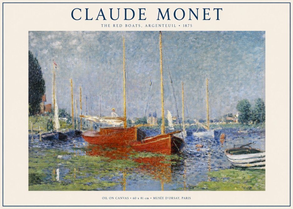 Monet The Red Boats, Argenteuil No1 - Affiche