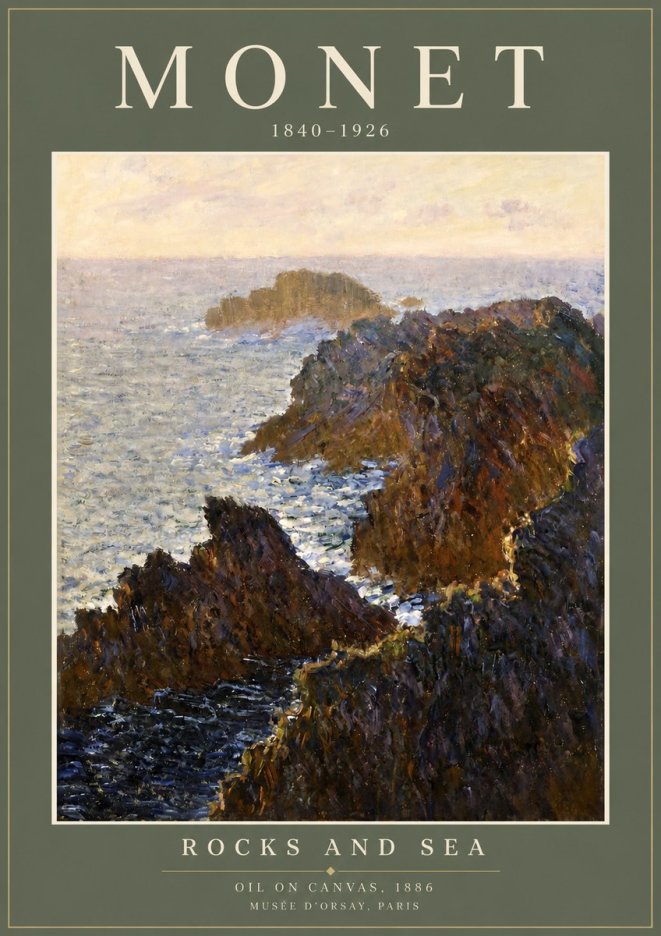 Monet Rocks and Sea No2 - Affiche