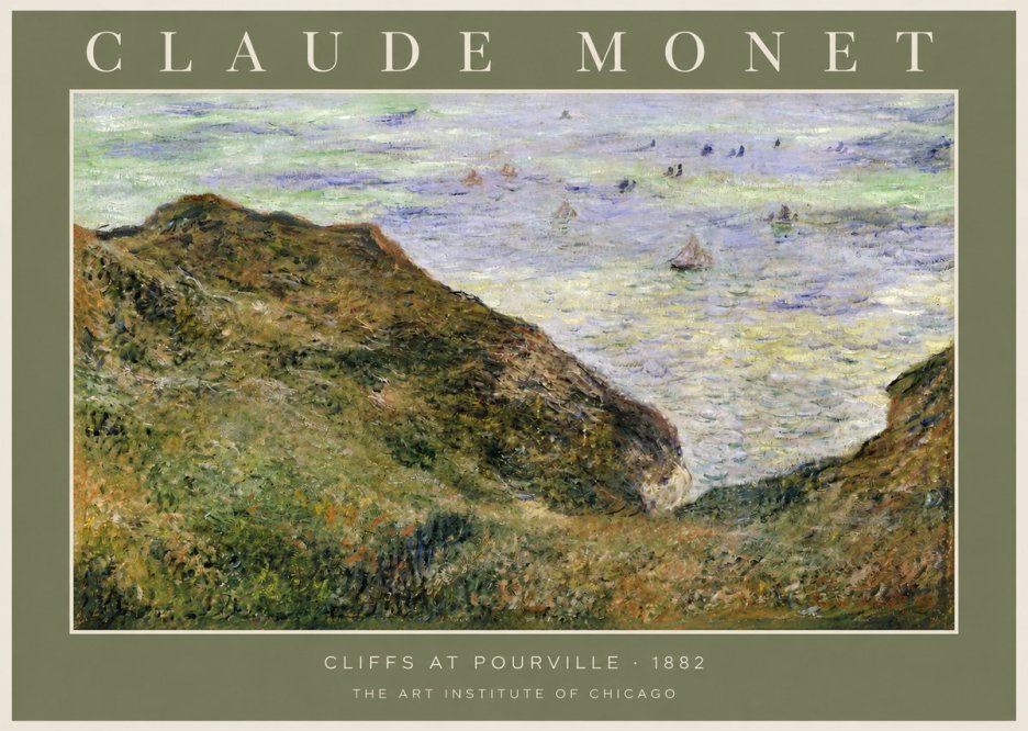 Monet Cliffs at Pourville II No2 - Affiche