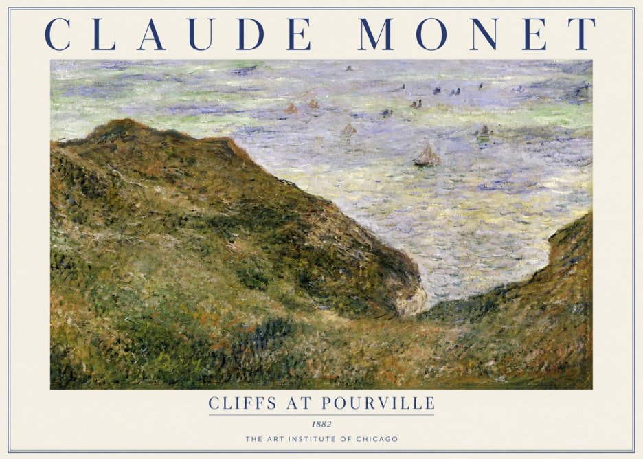 Monet Cliffs at Pourville II No3 - Affiche