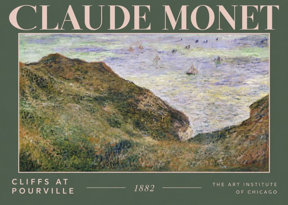 Monet Cliffs at Pourville II No4 - Affiche
